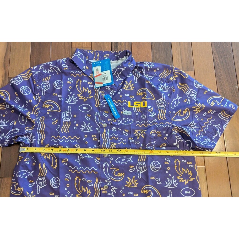 Columbia Louisiana Tugers LSU Super Slack Button Down Shirt Mens Med NWT - Picture 4 of 6